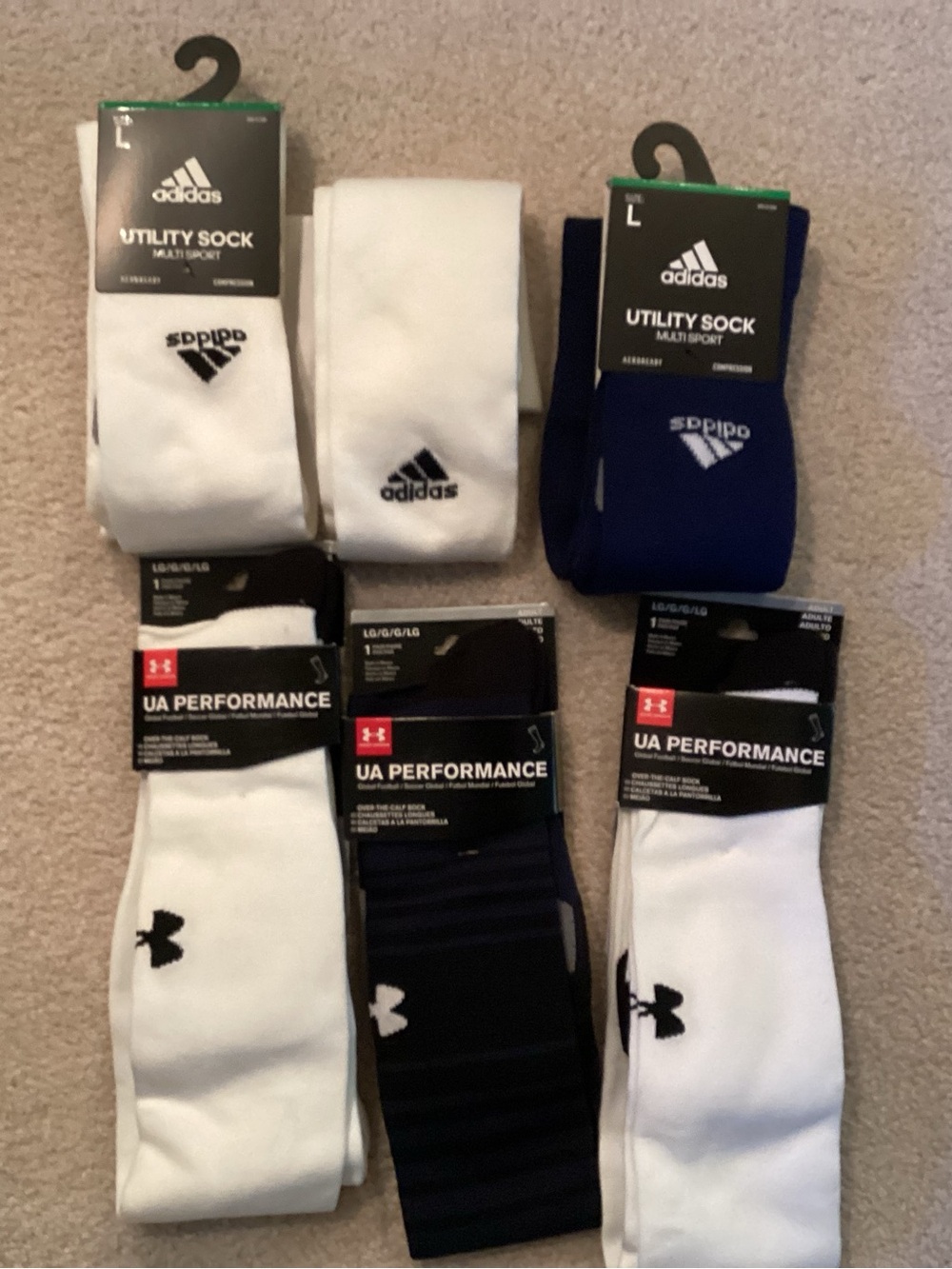 Under Armour Men’s Performance Crew Socks - White & Navy